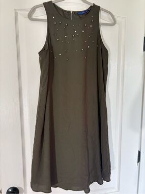 APT.9 Olive Green Studded Sleeveless Shift Dress Size Medium